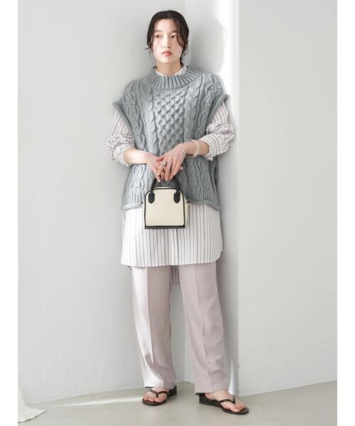 earth music&ecology（アースミュージックアンドエコロジー）の「ケーブルベスト＊（ベスト・レディース・ベージュ/杢グレー・FREE）」の8枚目の写真