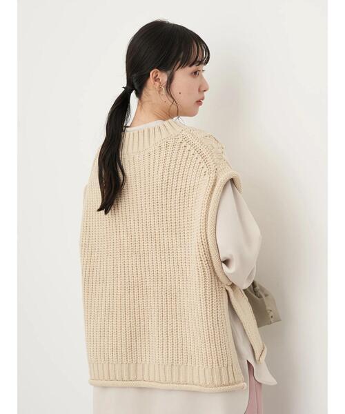 earth music&ecology（アースミュージックアンドエコロジー）の「ケーブルベスト＊（ベスト・レディース・ベージュ/杢グレー・FREE）」の17枚目の写真