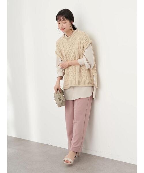 earth music&ecology（アースミュージックアンドエコロジー）の「ケーブルベスト＊（ベスト・レディース・ベージュ/杢グレー・FREE）」の18枚目の写真