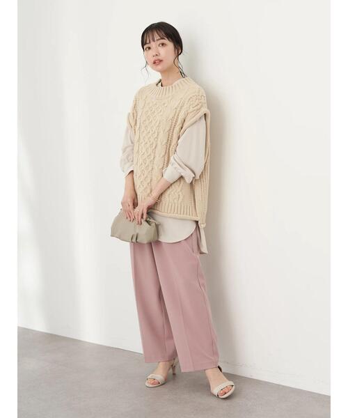 earth music&ecology（アースミュージックアンドエコロジー）の「ケーブルベスト＊（ベスト・レディース・ベージュ/杢グレー・FREE）」の19枚目の写真