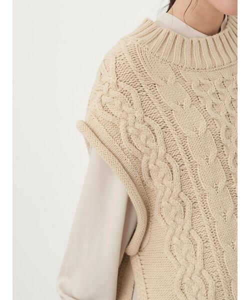 earth music&ecology（アースミュージックアンドエコロジー）の「ケーブルベスト＊（ベスト・レディース・ベージュ/杢グレー・FREE）」の21枚目の写真