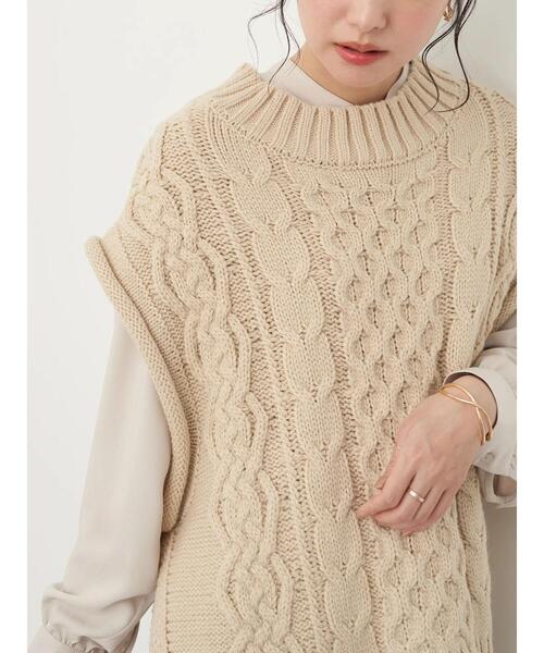 earth music&ecology（アースミュージックアンドエコロジー）の「ケーブルベスト＊（ベスト・レディース・ベージュ/杢グレー・FREE）」の22枚目の写真