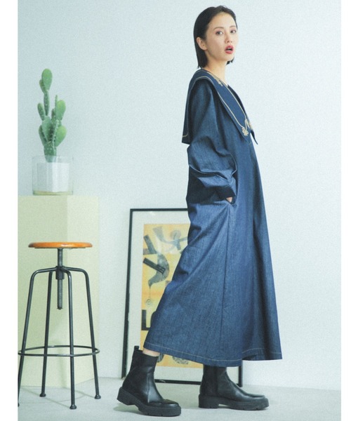 ROSE BUD（ローズバッド）の「ＢＩＧカラー刺繍ワンピース（ワンピース・レディース・ベージュ/ネイビー・ONE SIZE）」の17枚目の写真