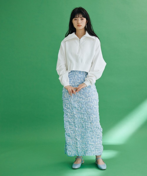 ADAM ET ROPE'(アダムエロペ)の「ZIPレイヤードスウェット(スウェット・レディース・ネイビー/オレンジ/ホワイト・FREE)」の8枚目の写真