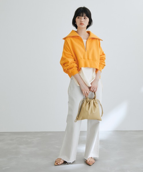 ADAM ET ROPE'(アダムエロペ)の「ZIPレイヤードスウェット(スウェット・レディース・ネイビー/オレンジ/ホワイト・FREE)」の21枚目の写真