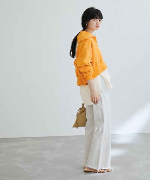 ADAM ET ROPE'(アダムエロペ)の「ZIPレイヤードスウェット(スウェット・レディース・ネイビー/オレンジ/ホワイト・FREE)」の22枚目の写真