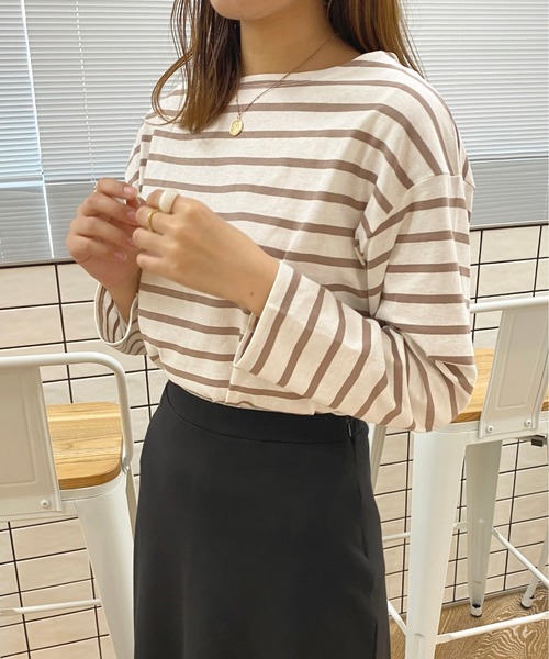 apres jour(アプレジュール)の「ボーダーカットトップス【ZOZOTOWN限定アイテム】(Tシャツ/カットソー・レディース・ピンク/グリーン系その他/オフホワイト/ブルー系その他・X-LARGE/フリー)」の10枚目の写真