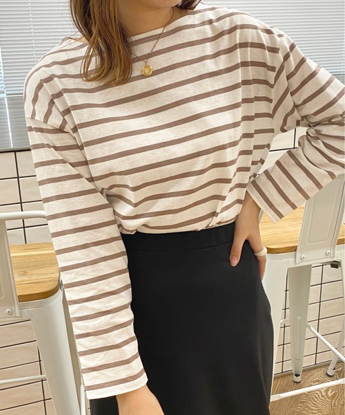 apres jour(アプレジュール)の「ボーダーカットトップス【ZOZOTOWN限定アイテム】(Tシャツ/カットソー・レディース・ピンク/グリーン系その他/オフホワイト/ブルー系その他・X-LARGE/フリー)」の11枚目の写真