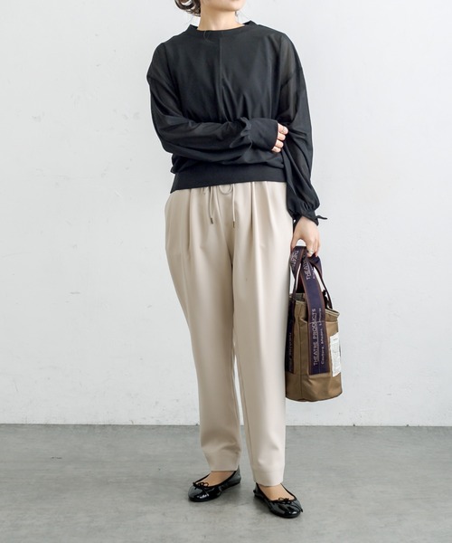 PUAL CE CIN（ピュアルセシン）の「ストレッチイージーテーパードパンツ（その他パンツ・レディース・ベージュ/ネイビー/グレー/アイボリー・FREE）」の12枚目の写真