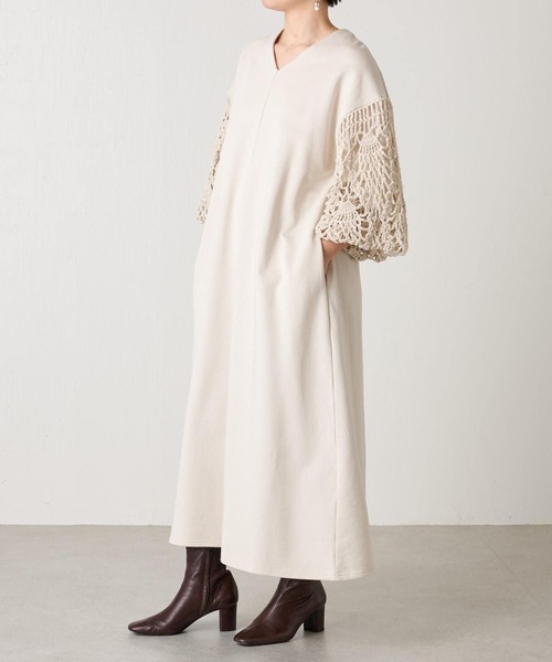 BEARDSLEY（ビアズリー）の「カギ針袖ワンピース（ワンピース・レディース・ネイビー/アイボリー・FREE）」の15枚目の写真