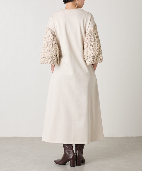 BEARDSLEY（ビアズリー）の「カギ針袖ワンピース（ワンピース・レディース・ネイビー/アイボリー・FREE）」の5枚目の写真