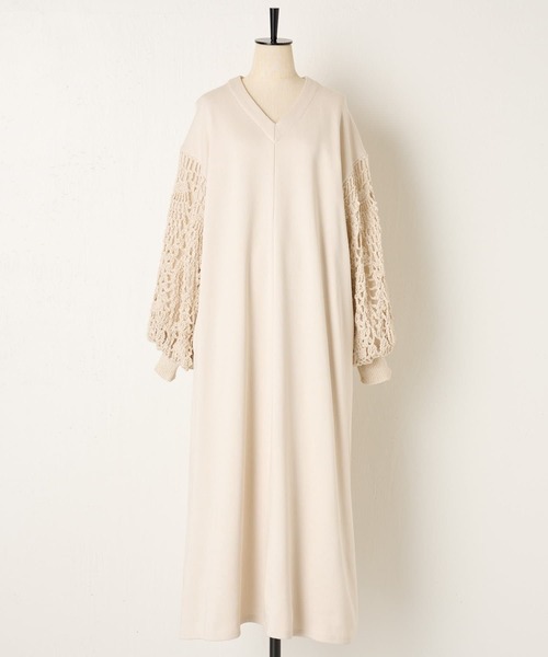 BEARDSLEY（ビアズリー）の「カギ針袖ワンピース（ワンピース・レディース・ネイビー/アイボリー・FREE）」の11枚目の写真