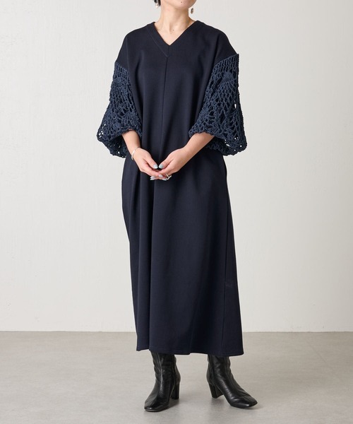 BEARDSLEY（ビアズリー）の「カギ針袖ワンピース（ワンピース・レディース・ネイビー/アイボリー・FREE）」の14枚目の写真