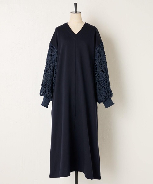 BEARDSLEY（ビアズリー）の「カギ針袖ワンピース（ワンピース・レディース・ネイビー/アイボリー・FREE）」の10枚目の写真