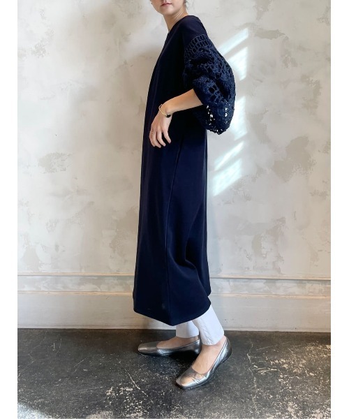 BEARDSLEY（ビアズリー）の「カギ針袖ワンピース（ワンピース・レディース・ネイビー/アイボリー・FREE）」の6枚目の写真