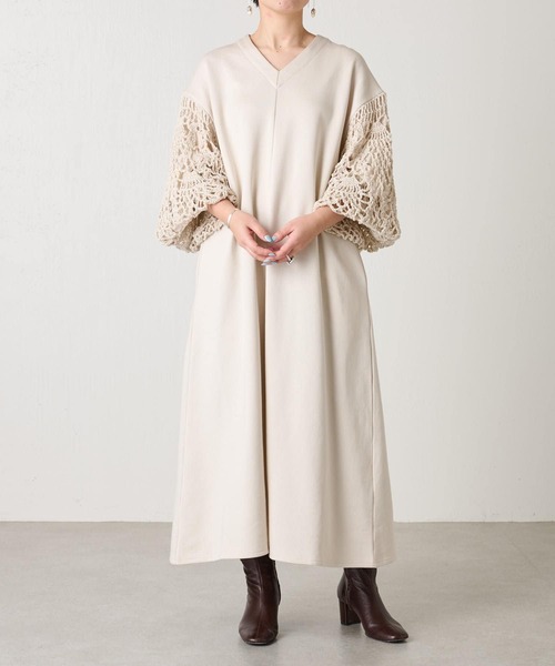 BEARDSLEY（ビアズリー）の「カギ針袖ワンピース（ワンピース・レディース・ネイビー/アイボリー・FREE）」の21枚目の写真