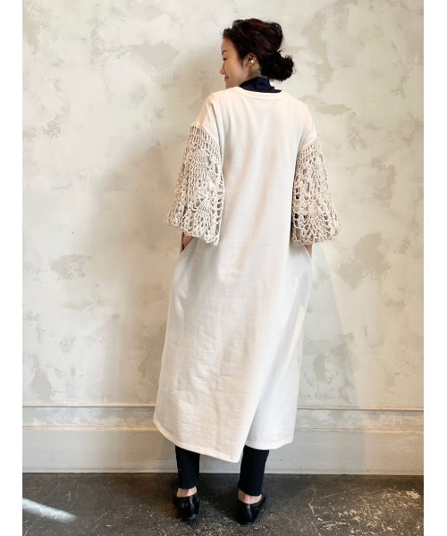 BEARDSLEY（ビアズリー）の「カギ針袖ワンピース（ワンピース・レディース・ネイビー/アイボリー・FREE）」の20枚目の写真