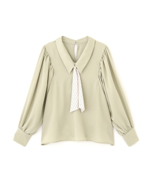 JILL by JILL STUART（ジルバイジルスチュアート）の「◇スカーフ付ロングポイントカラーブラウス（シャツ/ブラウス・レディース・ライトグリーン/ベージュ/ネイビー・FREE）」の9枚目の写真