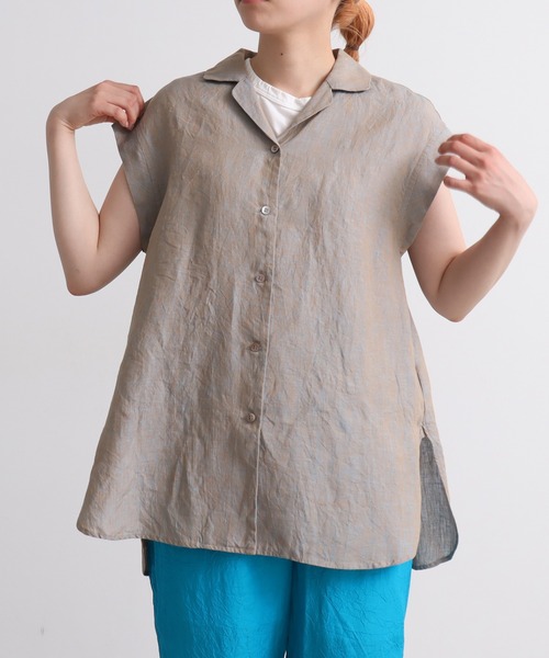 yuni（ユニ ）の「Hemp chambray french sleeve ブラウス（シャツ 