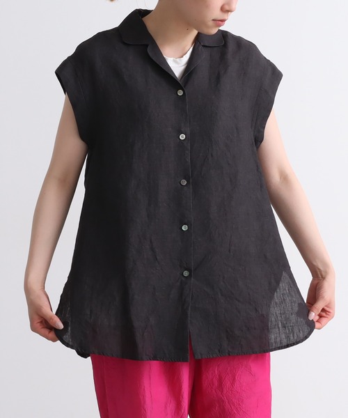 yuni（ユニ ）の「Hemp chambray french sleeve ブラウス（シャツ 