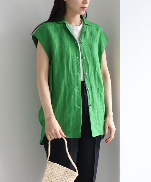 yuni（ユニ ）の「Hemp chambray french sleeve ブラウス（シャツ 