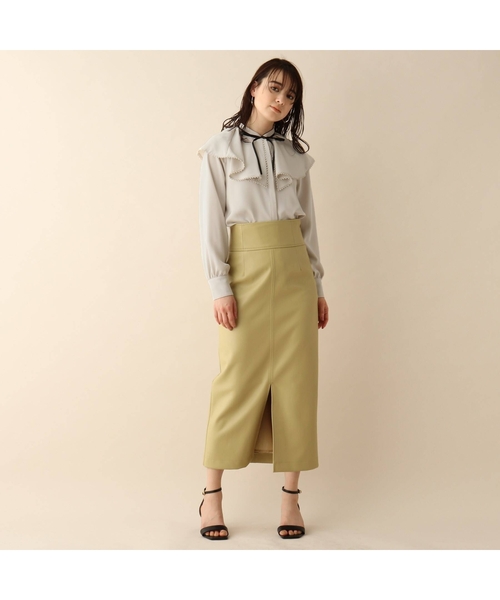 シンセティックレザー2WAYタイトスカート