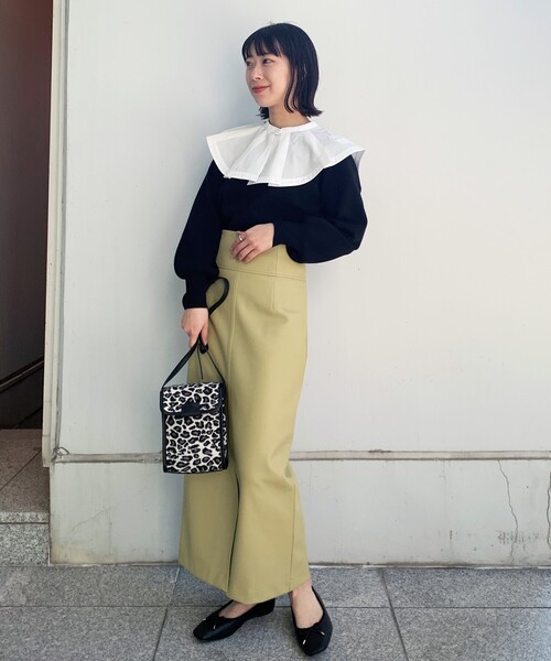 OPAQUE.CLIP（オペークドットクリップ）の「◆シンセティックレザー2WAYタイトスカート（スカート・レディース・オフホワイト/ブラック/イエロー系その他・38）」の20枚目の写真