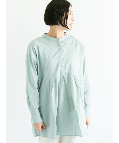 Lugnoncure（ルノンキュール）の「裾切替タックブラウス（シャツ/ブラウス・レディース・ブラック/オフホワイト/ブルー・ﾌﾘ-）」の3枚目の写真