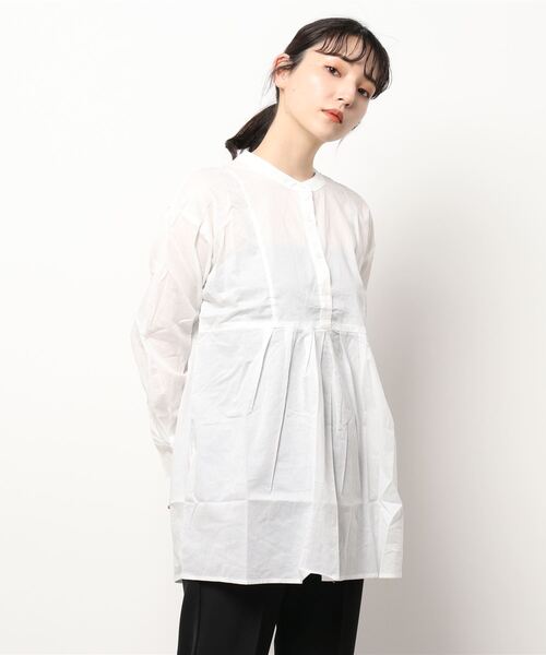 Lugnoncure（ルノンキュール）の「裾切替タックブラウス（シャツ/ブラウス・レディース・ブラック/オフホワイト/ブルー・ﾌﾘ-）」の6枚目の写真