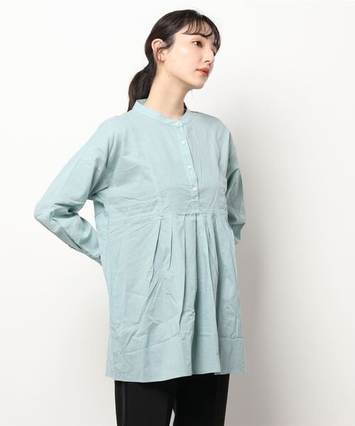 Lugnoncure（ルノンキュール）の「裾切替タックブラウス（シャツ/ブラウス・レディース・ブラック/オフホワイト/ブルー・ﾌﾘ-）」の8枚目の写真