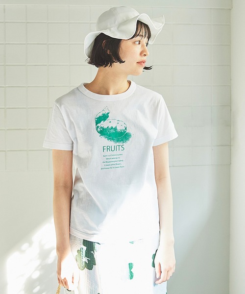 bulle de savon(ビュルデサボン)の「●30/carinプリント Tシャツ(Tシャツ/カットソー・レディース・ホワイト/ブルー・FREE)」の7枚目の写真