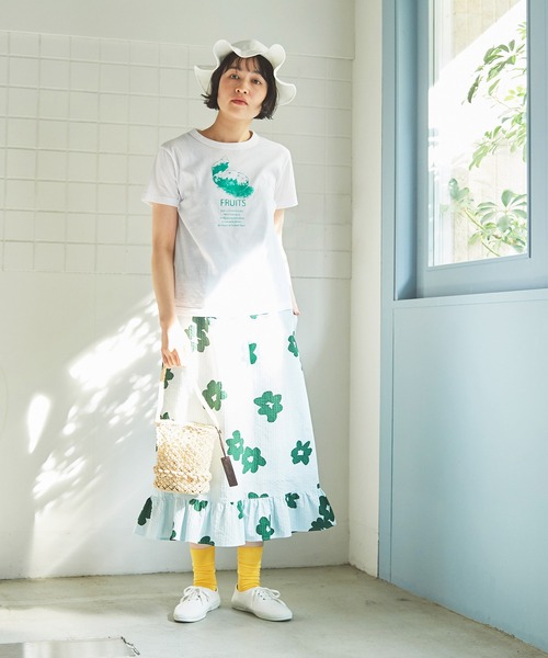 bulle de savon(ビュルデサボン)の「●30/carinプリント Tシャツ(Tシャツ/カットソー・レディース・ホワイト/ブルー・FREE)」の11枚目の写真