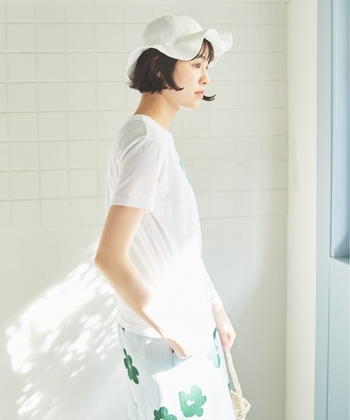 bulle de savon(ビュルデサボン)の「●30/carinプリント Tシャツ(Tシャツ/カットソー・レディース・ホワイト/ブルー・FREE)」の9枚目の写真