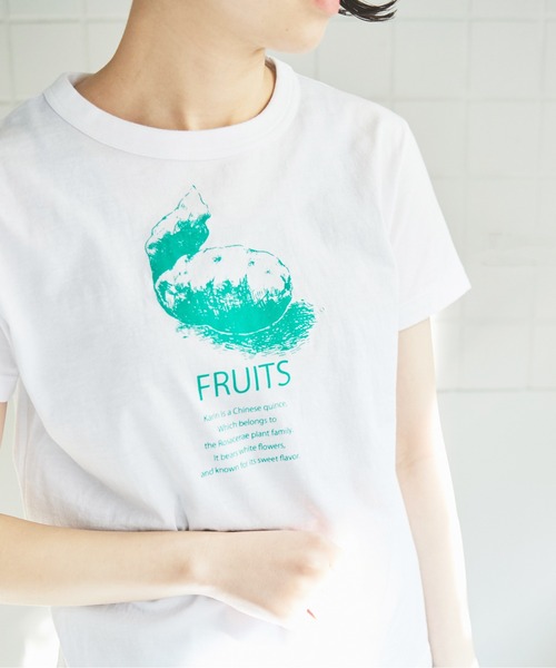 bulle de savon(ビュルデサボン)の「●30/carinプリント Tシャツ(Tシャツ/カットソー・レディース・ホワイト/ブルー・FREE)」の10枚目の写真