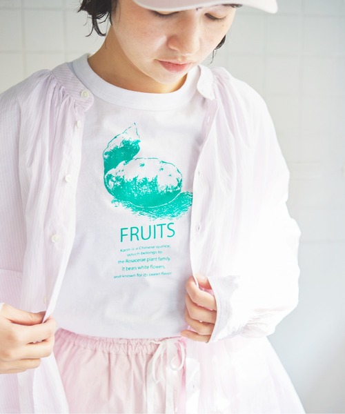 bulle de savon(ビュルデサボン)の「●30/carinプリント Tシャツ(Tシャツ/カットソー・レディース・ホワイト/ブルー・FREE)」の22枚目の写真