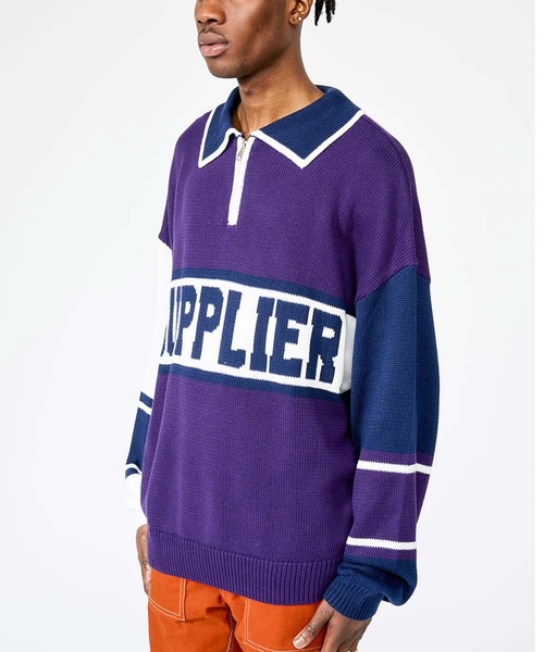 atmos(アトモス)の「SUPPLIER NEW COLLEGE LOGO KNIT / サプライヤー ニューカレッジロゴニット(ニット/セーター・メンズ・パープル・S/L/XL/M)」の2枚目の写真