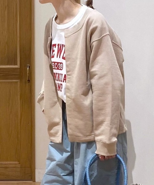 studio CLIP（スタディオクリップ）の「裏毛着流しショート丈ブルゾン（ブルゾン・レディース・ライトグレー/ネイビー/ベージュ・FREE）」の3枚目の写真