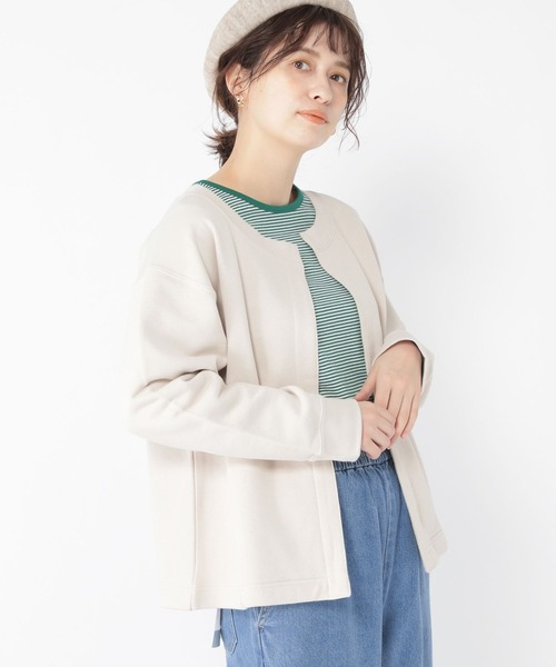 studio CLIP（スタディオクリップ）の「裏毛着流しショート丈ブルゾン（ブルゾン・レディース・ライトグレー/ネイビー/ベージュ・FREE）」の2枚目の写真