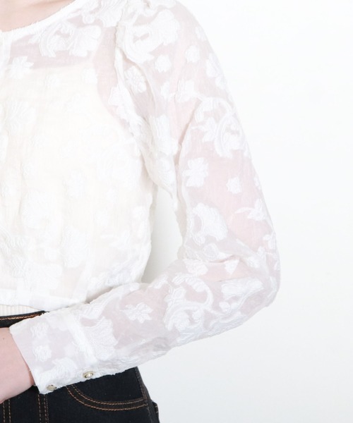 archives(アルシーヴ)の「花柄ジャガードオーガンジーブラウス(シャツ/ブラウス・レディース・ブラック/オフホワイト/アイボリー/ミント・MEDIUM)」の15枚目の写真