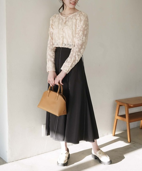 archives(アルシーヴ)の「花柄ジャガードオーガンジーブラウス(シャツ/ブラウス・レディース・ブラック/オフホワイト/アイボリー/ミント・MEDIUM)」の16枚目の写真