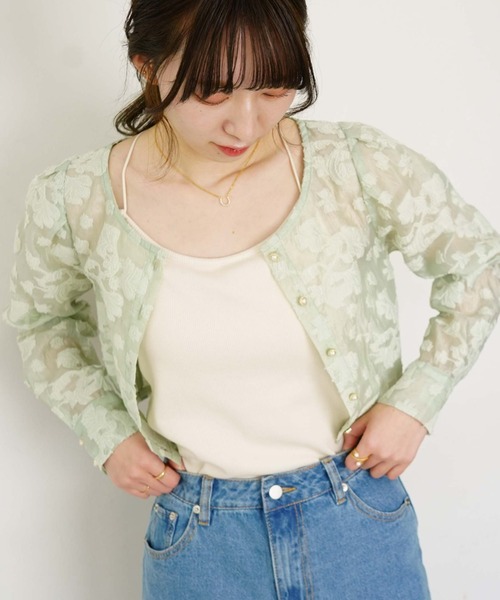 archives(アルシーヴ)の「花柄ジャガードオーガンジーブラウス(シャツ/ブラウス・レディース・ブラック/オフホワイト/アイボリー/ミント・MEDIUM)」の9枚目の写真