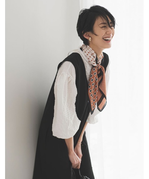 Re:EDIT（リエディ）の「[低身長サイズ有][イージーケア]リブポンチロー切替えジャンパースカート（ジャンパースカート・レディース・モカ/ブラック/ブルー/アイボリー・MEDIUM/LARGE/SHORT）」の10枚目の写真