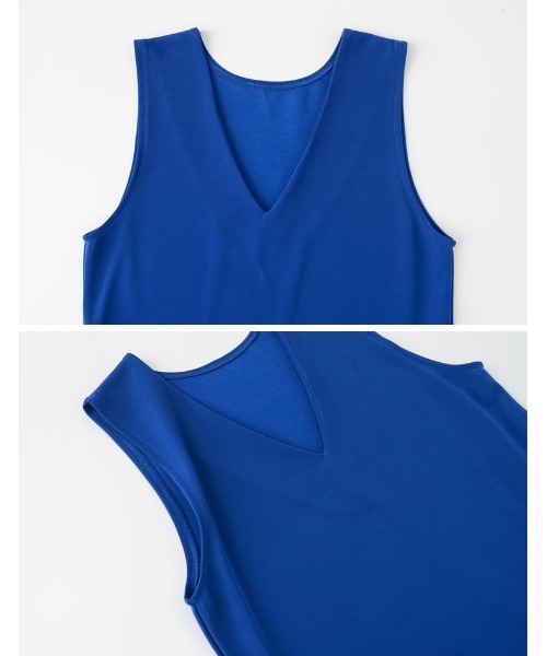 Re:EDIT（リエディ）の「[低身長サイズ有][イージーケア]リブポンチロー切替えジャンパースカート（ジャンパースカート・レディース・モカ/ブラック/ブルー/アイボリー・MEDIUM/LARGE/SHORT）」の12枚目の写真