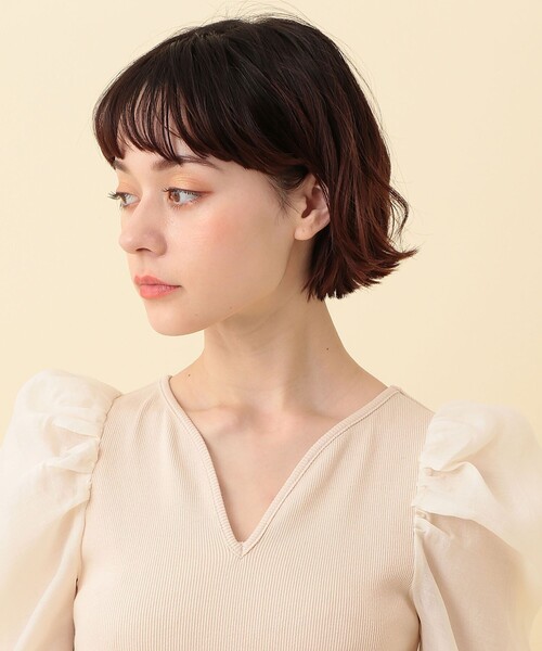 ME COUTURE（ミークチュール）の「コンビパフスリーブカットソー（Tシャツ/カットソー・レディース・ライトグリーン/アイボリー・FREE）」の20枚目の写真