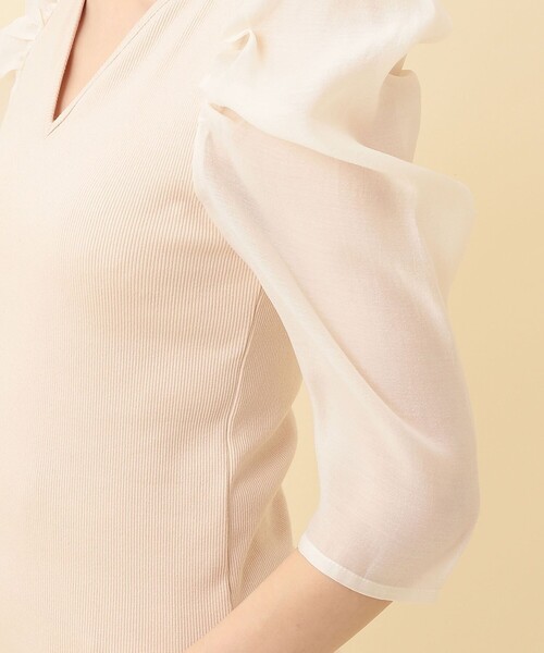 ME COUTURE（ミークチュール）の「コンビパフスリーブカットソー（Tシャツ/カットソー・レディース・ライトグリーン/アイボリー・FREE）」の22枚目の写真