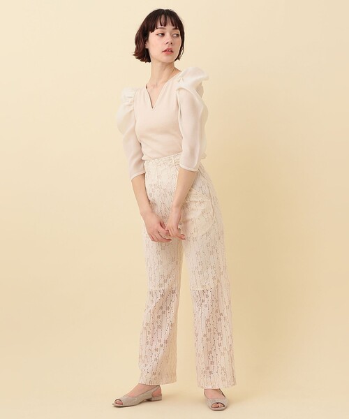 ME COUTURE（ミークチュール）の「コンビパフスリーブカットソー（Tシャツ/カットソー・レディース・ライトグリーン/アイボリー・FREE）」の17枚目の写真