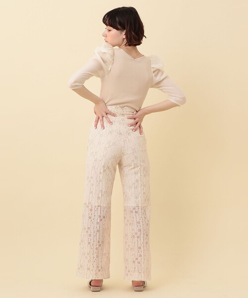 ME COUTURE（ミークチュール）の「コンビパフスリーブカットソー（Tシャツ/カットソー・レディース・ライトグリーン/アイボリー・FREE）」の4枚目の写真