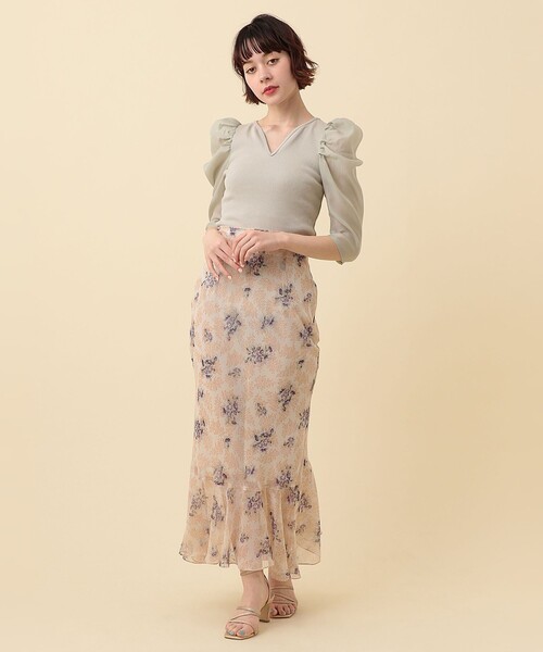 ME COUTURE（ミークチュール）の「コンビパフスリーブカットソー（Tシャツ/カットソー・レディース・ライトグリーン/アイボリー・FREE）」の12枚目の写真