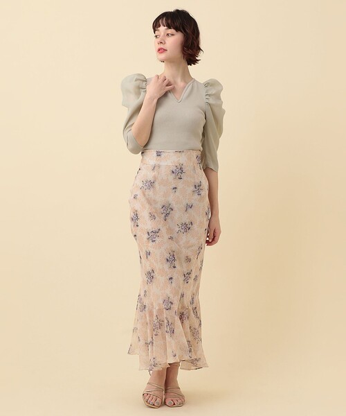 ME COUTURE（ミークチュール）の「コンビパフスリーブカットソー（Tシャツ/カットソー・レディース・ライトグリーン/アイボリー・FREE）」の10枚目の写真