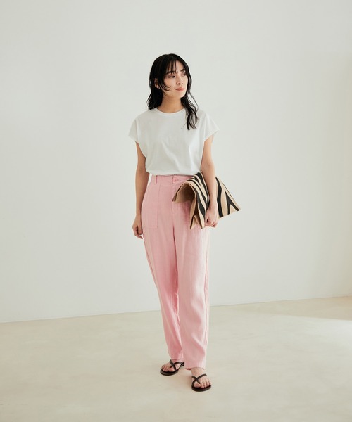 SALON adam et rope'（サロン アダム エ ロペ）の「［ご好評につき新色追加！］【洗える】麻ツイルベイカーパンツ（その他パンツ・レディース・グリーン系その他/ピンク/カーキ・M/S）」の16枚目の写真